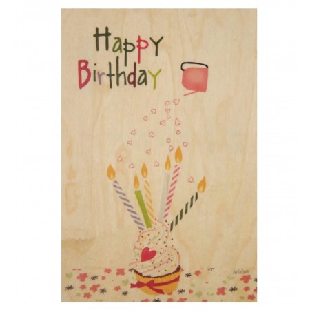 Carte postale en bois joyeux anniversaire, érable, made in France chez Maison Valverde